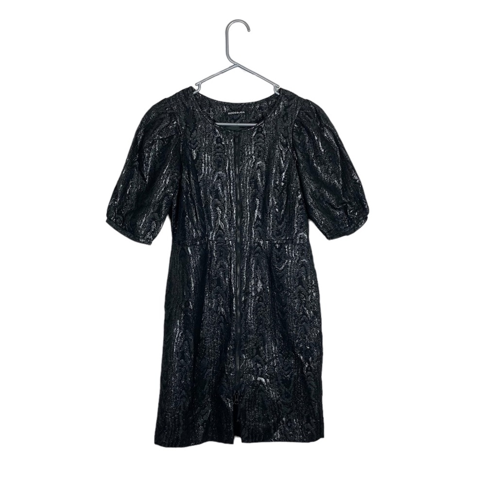 Rodebjer black shiny puff sleeve dress size small luxury